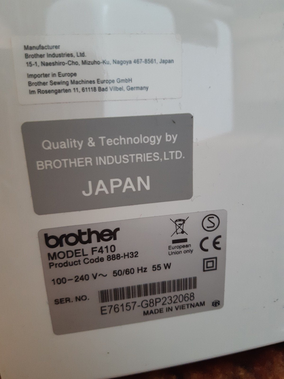 Goedwerkende Brother Innov-is F410 naaimachine, Hobby en Vrije tijd, Naaimachines en Toebehoren, Ophalen, Gebruikt, Naaimachine