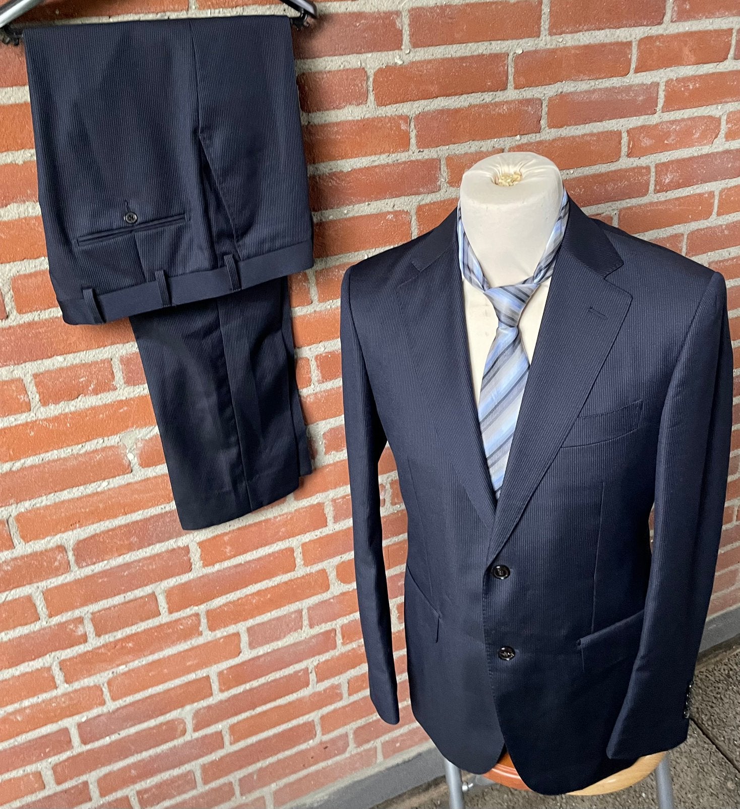 Suitsupply Napoli/ Brescia Pak Pinstripe Grijs Wol Mt 46/48, Ophalen of Verzenden, Gedragen, Maat 48/50 (M), Grijs