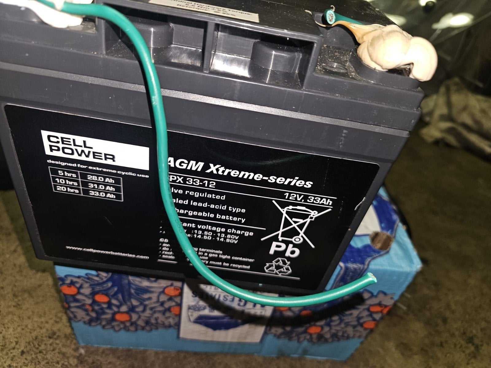 3x Cellpower CPX33-12 12V 33Ah AGM + originele lader, Fietsen en Brommers, Ophalen, Gebruikt, Overige typen, Overige merken