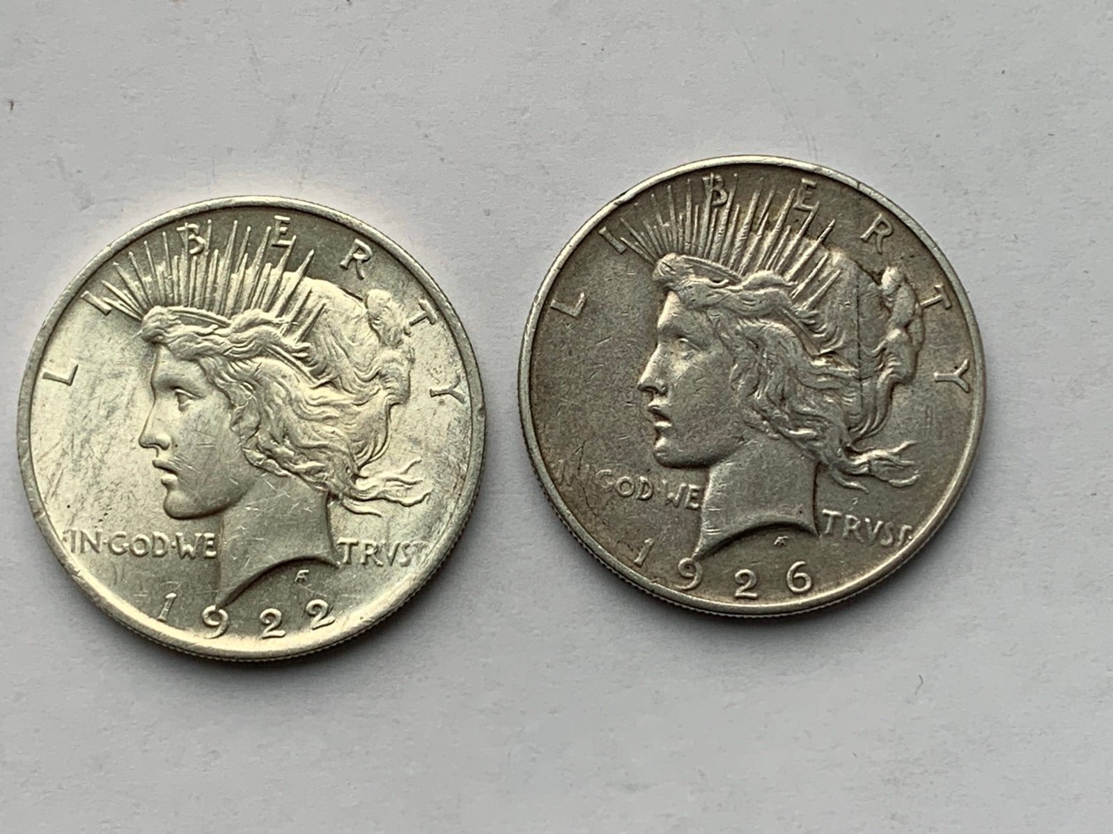 2 prachtige zilveren americaanse Peace dollars, Postzegels en Munten, Ophalen of Verzenden, Noord-Amerika