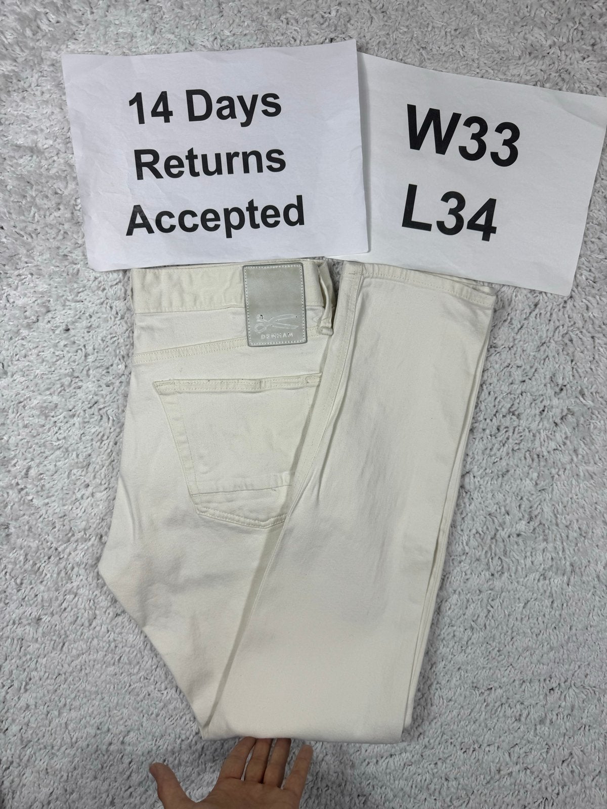 Denham Razor Slim Fit Jeans - Off White W33 L34 3384, G, Overige kleuren, G, G