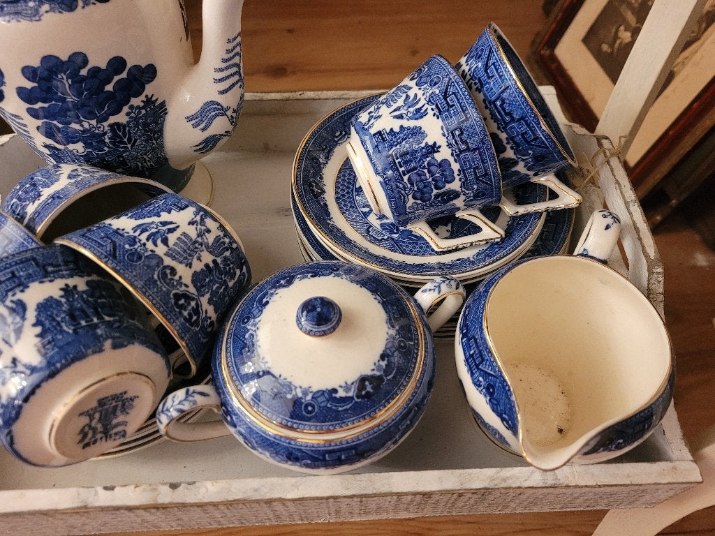 Zeer oud servies Victoria decor Willow, Ophalen of Verzenden