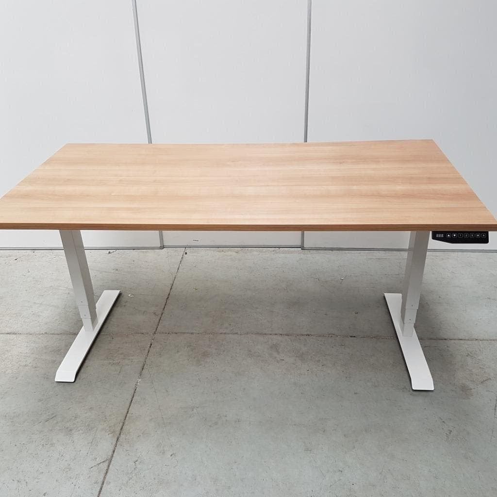 Elektrisch zit-sta bureau - 180x80 cm met wit frame