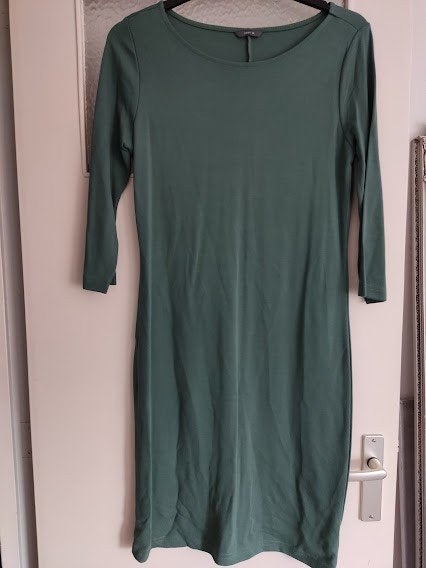 Hema basic groen / blauwe dames jurk met ¾ de mouwen, Maat 38/40 (M), Ophalen of Verzenden, Zo goed als nieuw, Hema