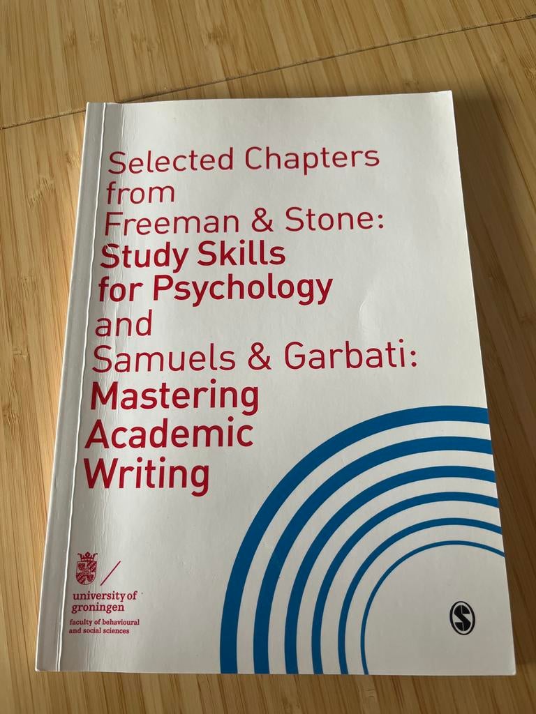 Study Skills & Academic Writing - Psychologie RUG, Ophalen of Verzenden, Gamma, Gelezen, WO