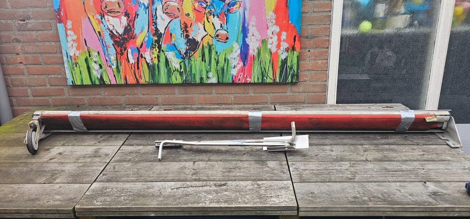 zonnescherm 194 cm breed, Ophalen, Gebruikt, Minder dan 250 cm, Knikarmscherm