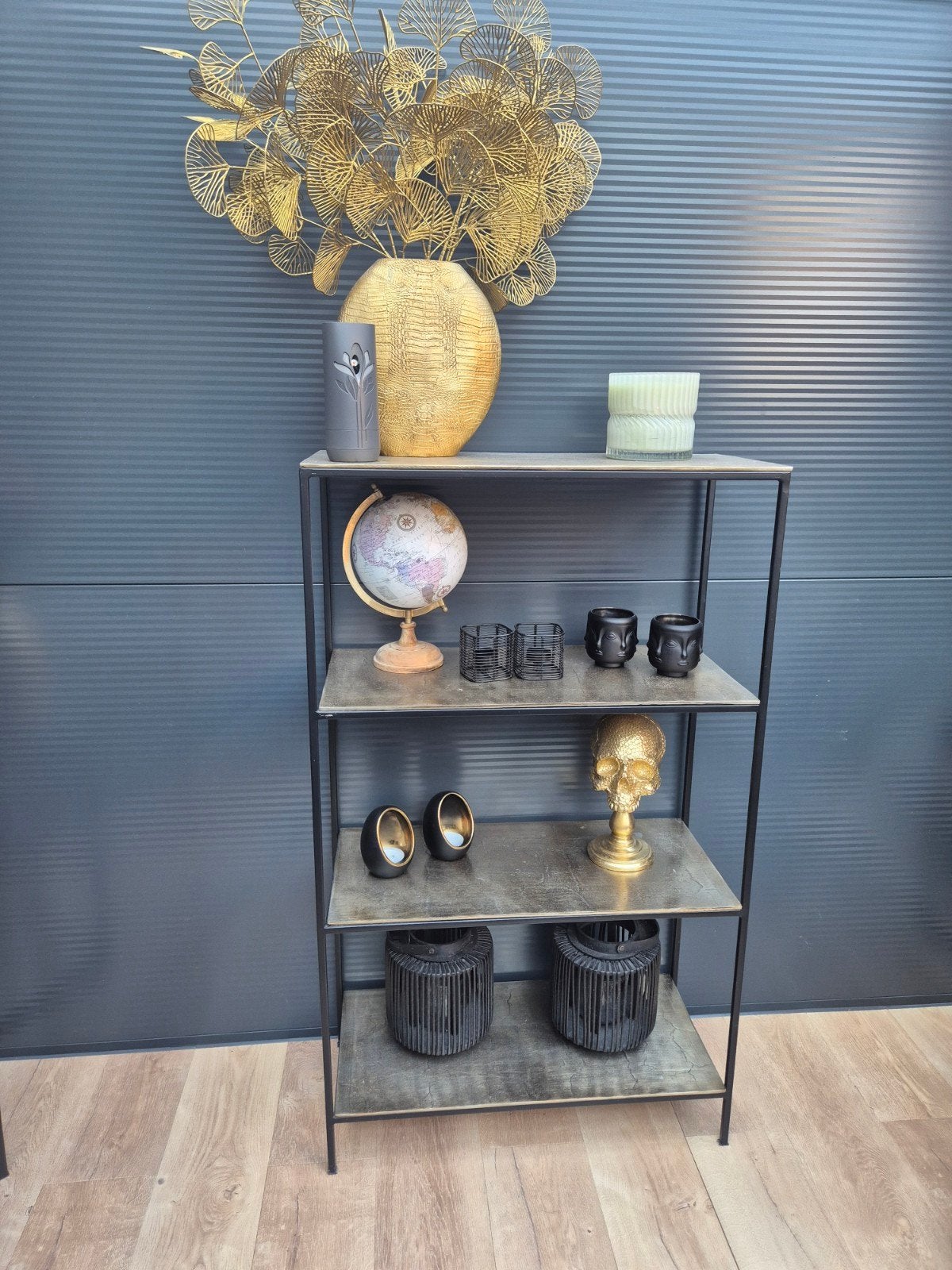PTMD wandkast goud/zwart ijzer, Huis en Inrichting, Kasten | Wandmeubels, Ophalen, 25 tot 50 cm, Minder dan 150 cm