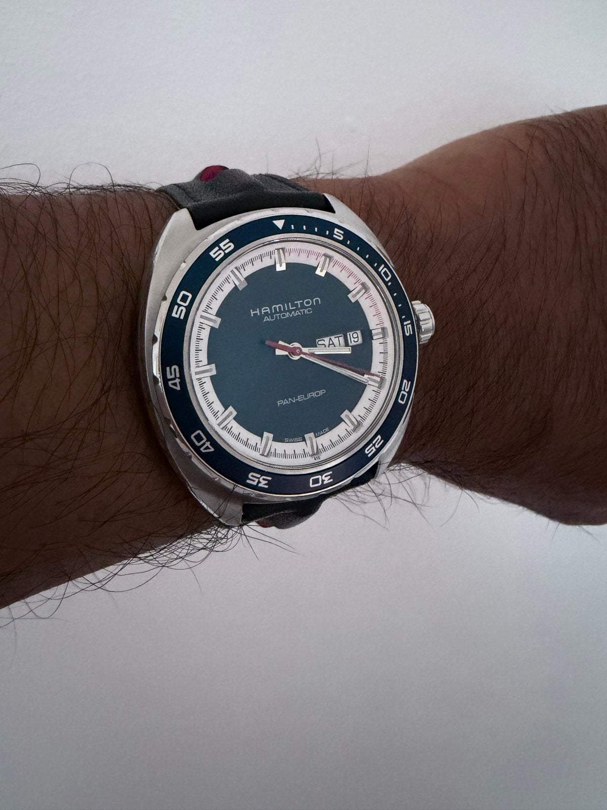 Hamilton Automatic Pan-Europ Horloge, Overige merken, Leer, Staal, Polshorloge