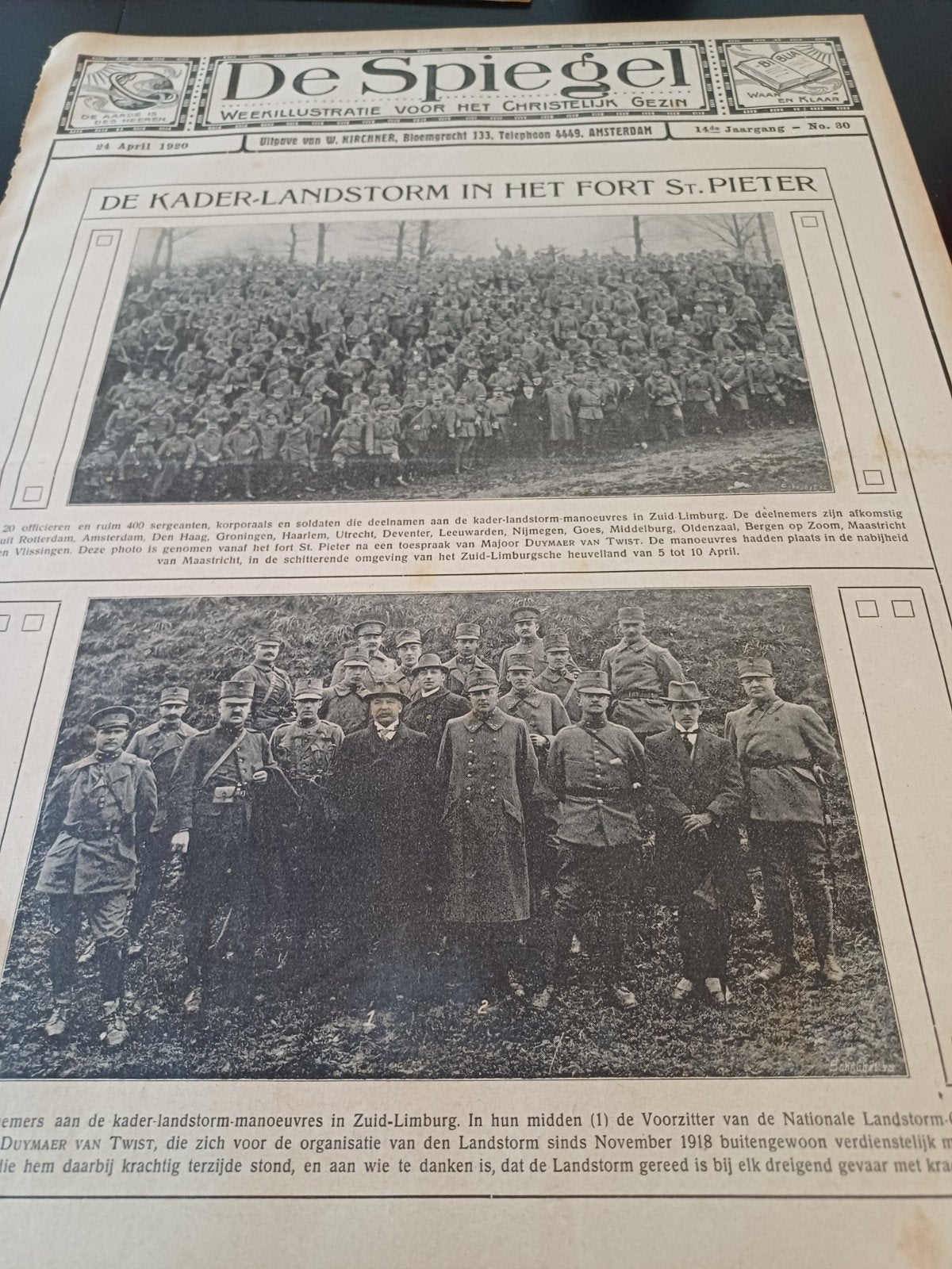 afbeelding kader landstorm in fort Sint Pieter 1920, Ophalen of Verzenden, Landmacht, Nederland, Foto of Poster