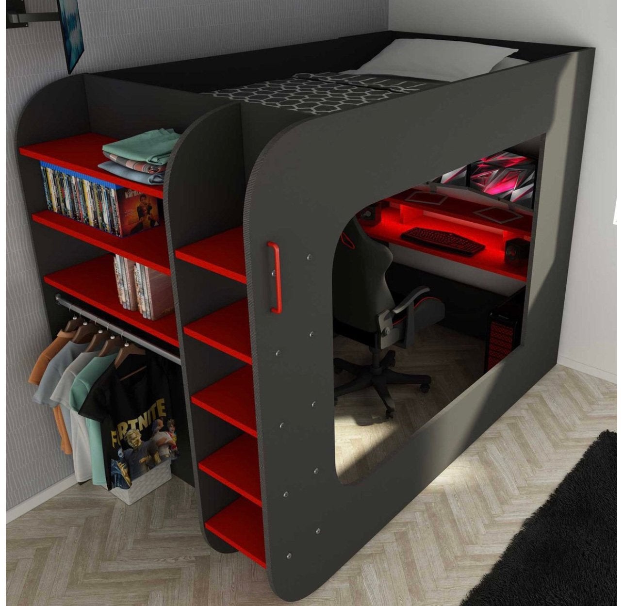 Gaming bed, Kinderen en Baby's, Ophalen, Zo goed als nieuw, Hoogslaper