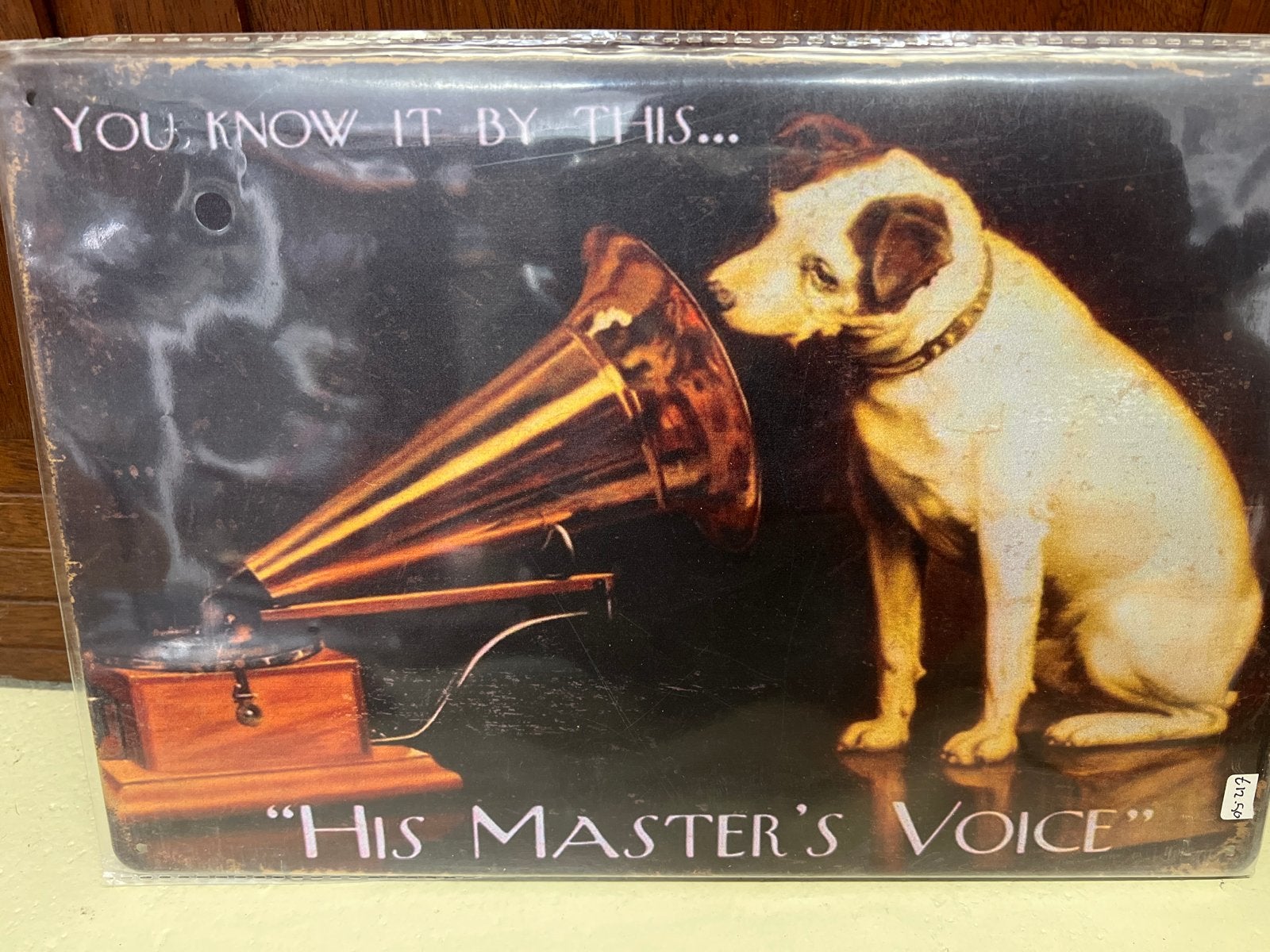 Decoratief metalen bord: His Master's Voice (Nipper), Antiek en Kunst, Ophalen of Verzenden