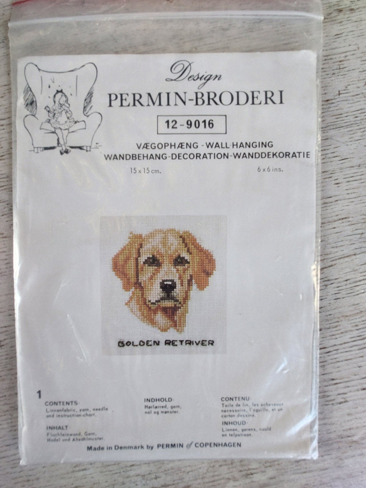 Permin Borduurpakket Golden Retriever Wanddecoratie, Ophalen of Verzenden, Nieuw, Handborduren, Borduurpakket