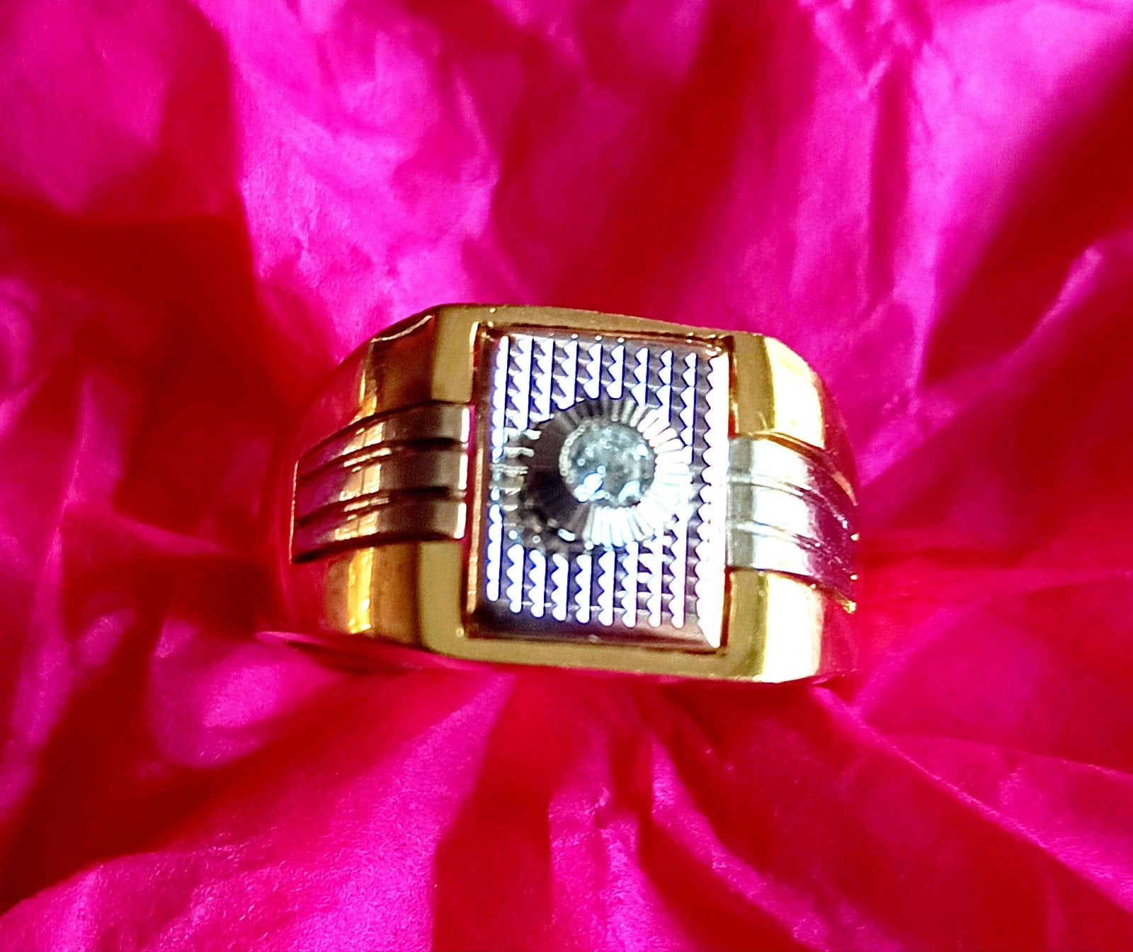 14K Bicolor Heren Gouden Ring, Sieraden, Tassen en Uiterlijk, Ringen, Ophalen of Verzenden