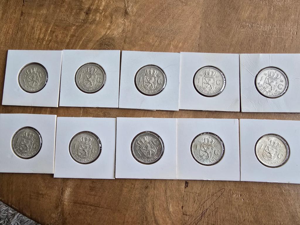10 guldens zilver, Postzegels en Munten, Munten | Nederland, Setje, 1 gulden, Koningin Juliana, Zilver, Ophalen of Verzenden