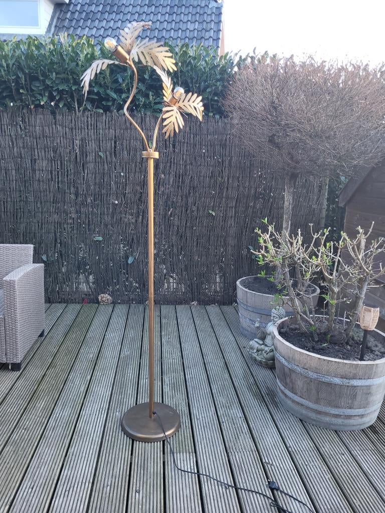 Gouden palmboom vloerlamp - QAZQA - Sfeervolle verlichting, Ophalen of Verzenden, Metaal, 150 tot 200 cm, Gebruikt
