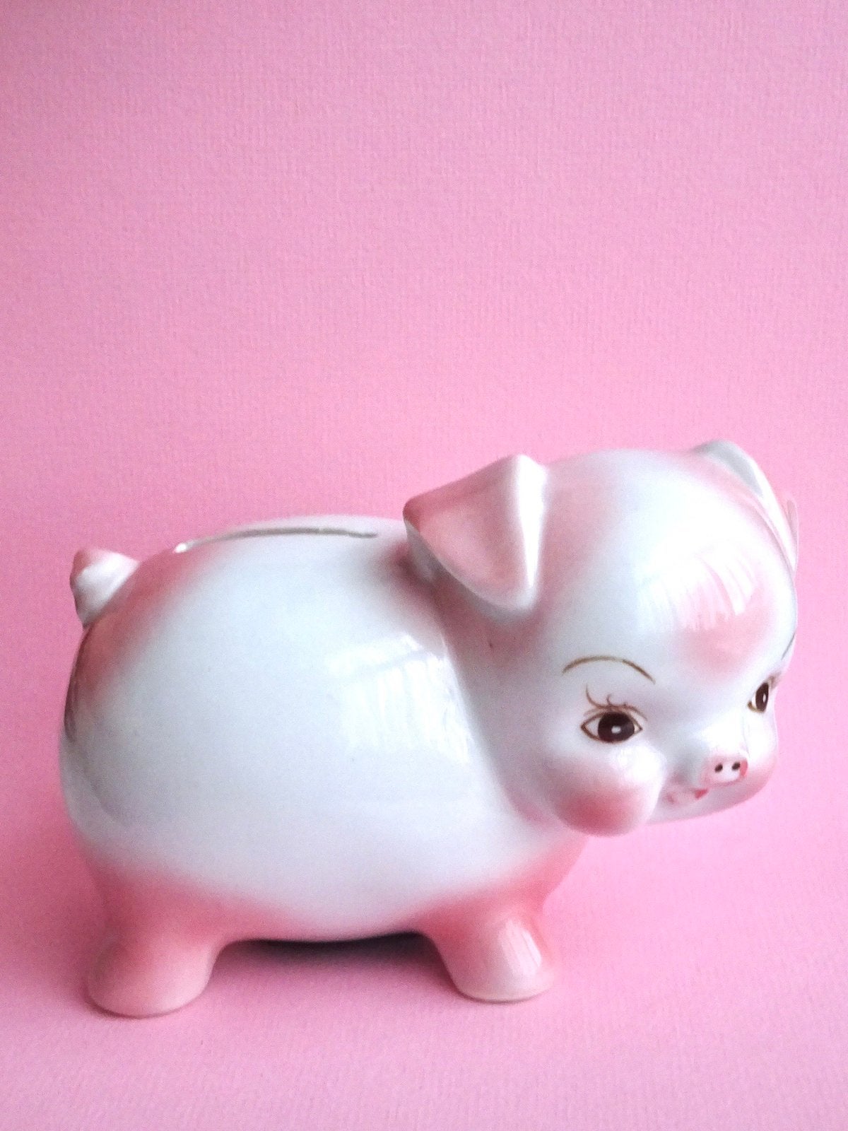 Vintage 60s 70s spaarpot spaarvarken varkentje keramiek roze, Verzamelen, Beelden en Beeldjes, Ophalen, Zo goed als nieuw, Dier