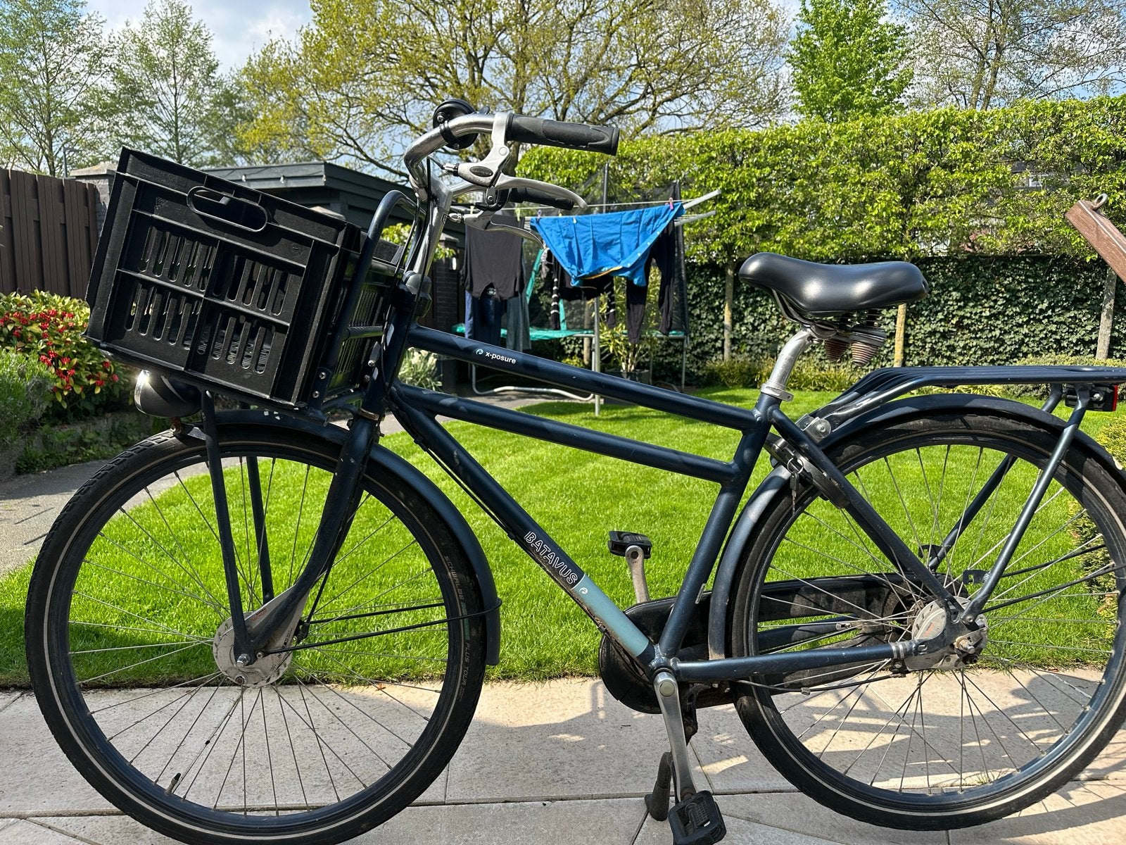 Batavus stadsfiets met voordrager en krat, Fietsen en Brommers, 49 tot 53 cm, Ophalen, Gebruikt, Batavus
