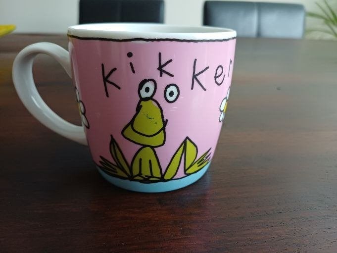 Mok Babette Harms Douwe Egberts Kikker, Gebruikt, Overige stijlen, Aardewerk, Mok