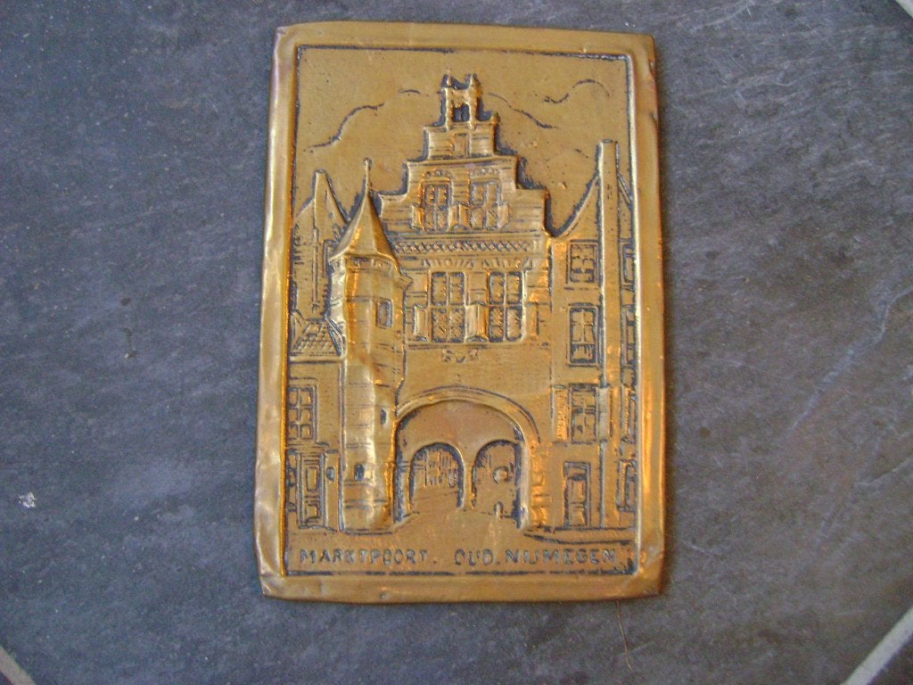 Wanddecoratie koper - Marktpoort - Oud Nijmegen., Ophalen of Verzenden, Koper