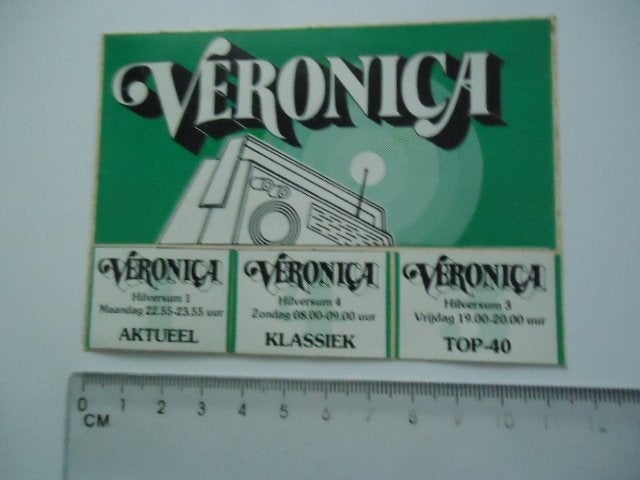 sticker oud Veronica Radio cassette hilversum 3 popmuziek, Verzenden, Zo goed als nieuw, Bedrijf of Vereniging