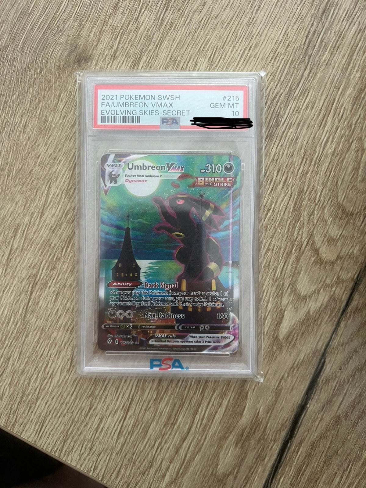 Umbreon vmax 215/203 Psa 10!!, Ophalen of Verzenden, Zo goed als nieuw