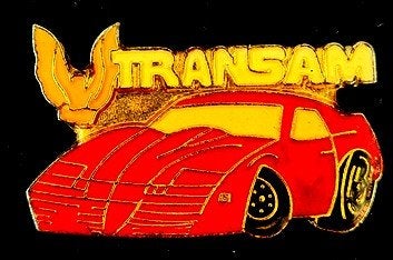 Transam Pontiac pin- rood-geel, Verzenden, Nieuw, Transport, Speldje of Pin