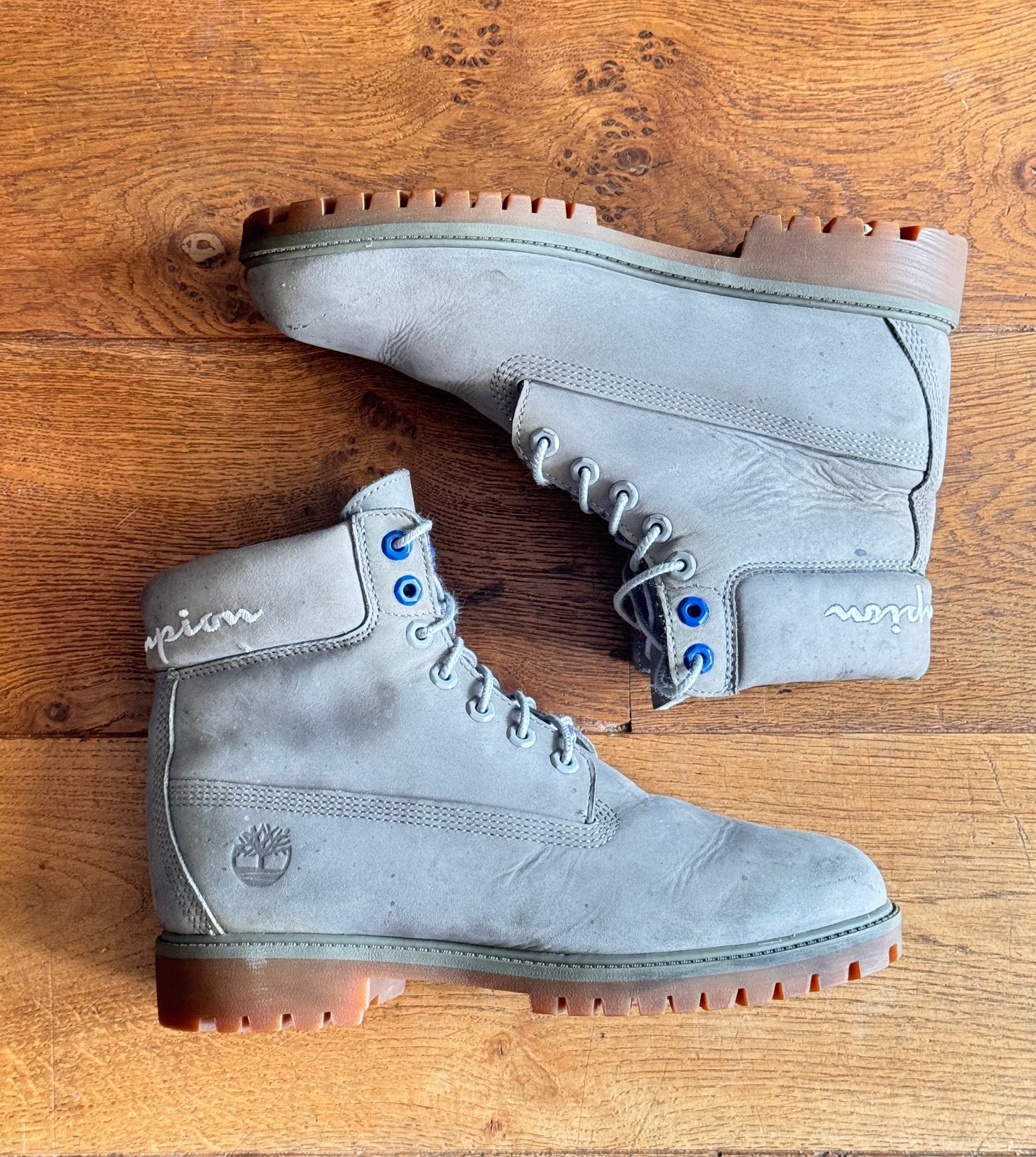 Timberland X Champion 6 inch grey maat 43, Overige kleuren, Boots, Ophalen of Verzenden, Gedragen