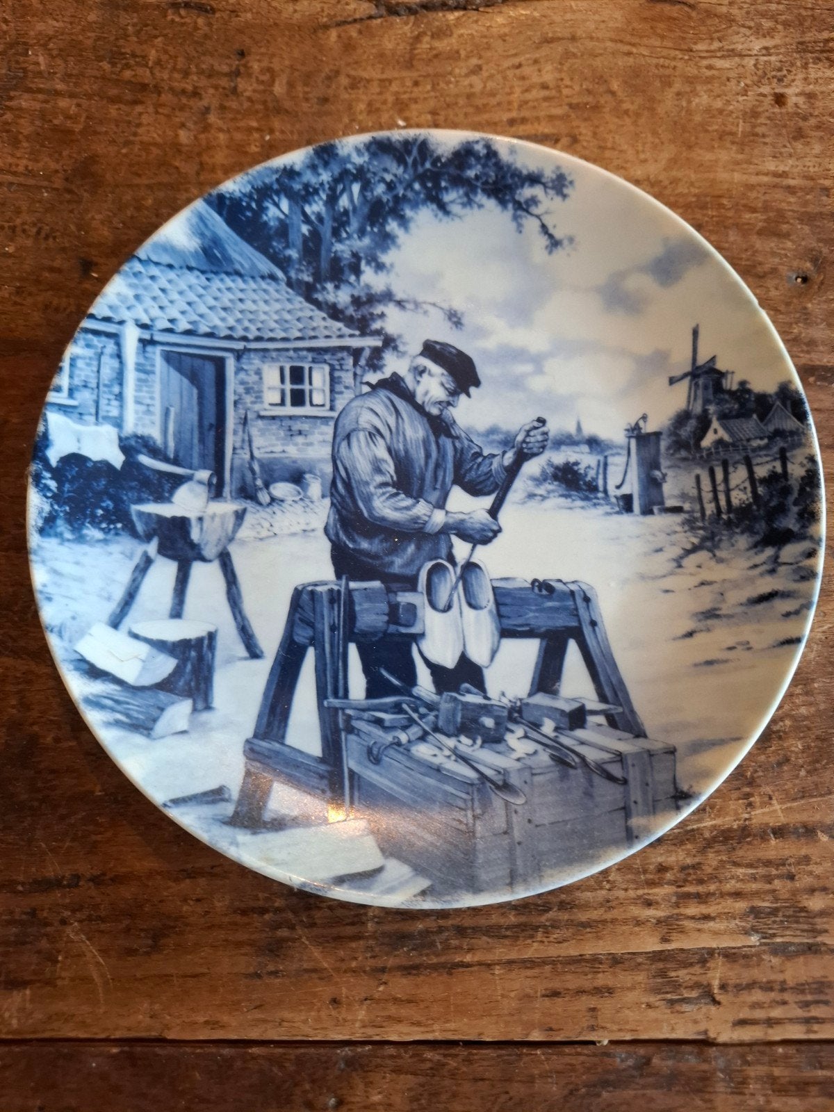 Delfts Blauw Wandbord - Klompenmaker - Handgeschilderd, Ophalen