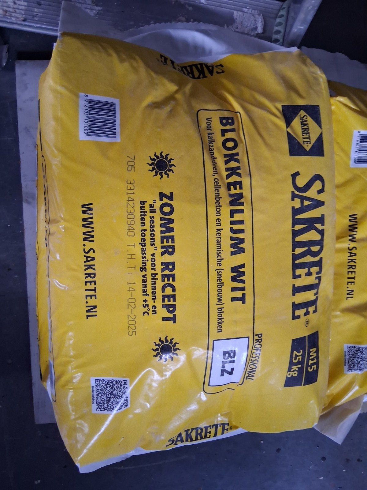Sakrete Blokkenlijm Wit - 25 kg zakken, Doe-het-zelf en Verbouw, Tegels, Overige typen, Nieuw, 10 m² of meer, Overige materialen