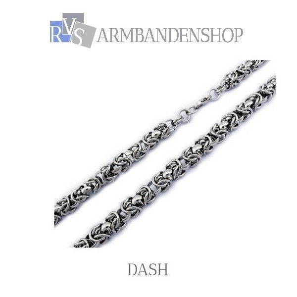 Rvs stalen ketting " Dash " 58 cm en 9 mm dik. RVS zilver, Ophalen of Verzenden, Nieuw, Zilver, Overige materialen