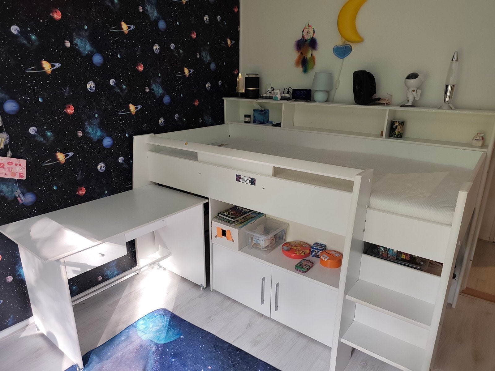Kinder hoogslaper met bureau en matras, Gebruikt, Eenpersoons, 160 tot 180 cm, Ophalen of Verzenden