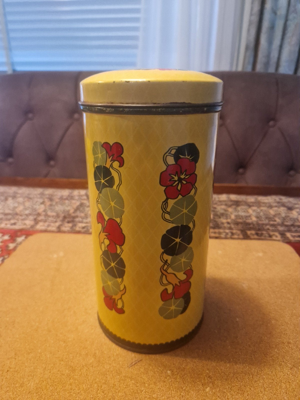 Vintage Verkade blik met Oost-Indische kers bloemmotief, Ophalen of Verzenden, Gebruikt, Overige, Verkade