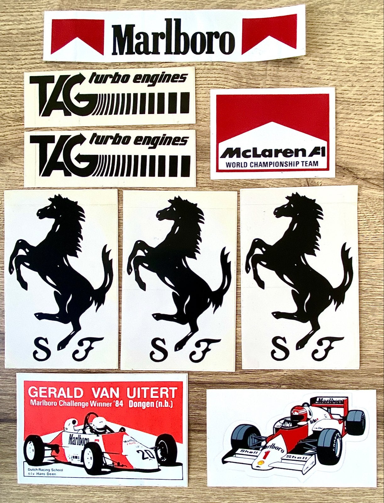 Vintage Formule 1 Stickers - Marlboro, McLaren, Ferrari, Ophalen of Verzenden, Gebruikt, Meerdere stickers