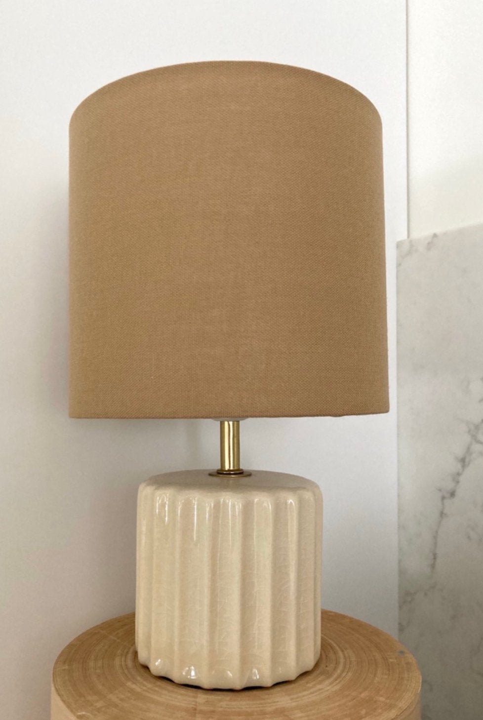 😍Moderne beige linnen tafellamp lamp keramiek lampenvoet, Beige, Art deco, Textiel, Ophalen of Verzenden