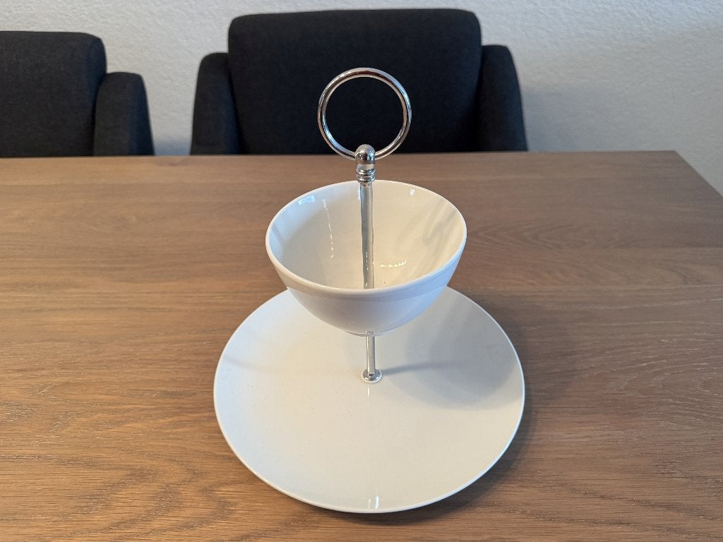 Witte etagère - 2 laags, Huis en Inrichting, Woonaccessoires | Etagères, Etagère, Met standaard, Ophalen of Verzenden, Zo goed als nieuw