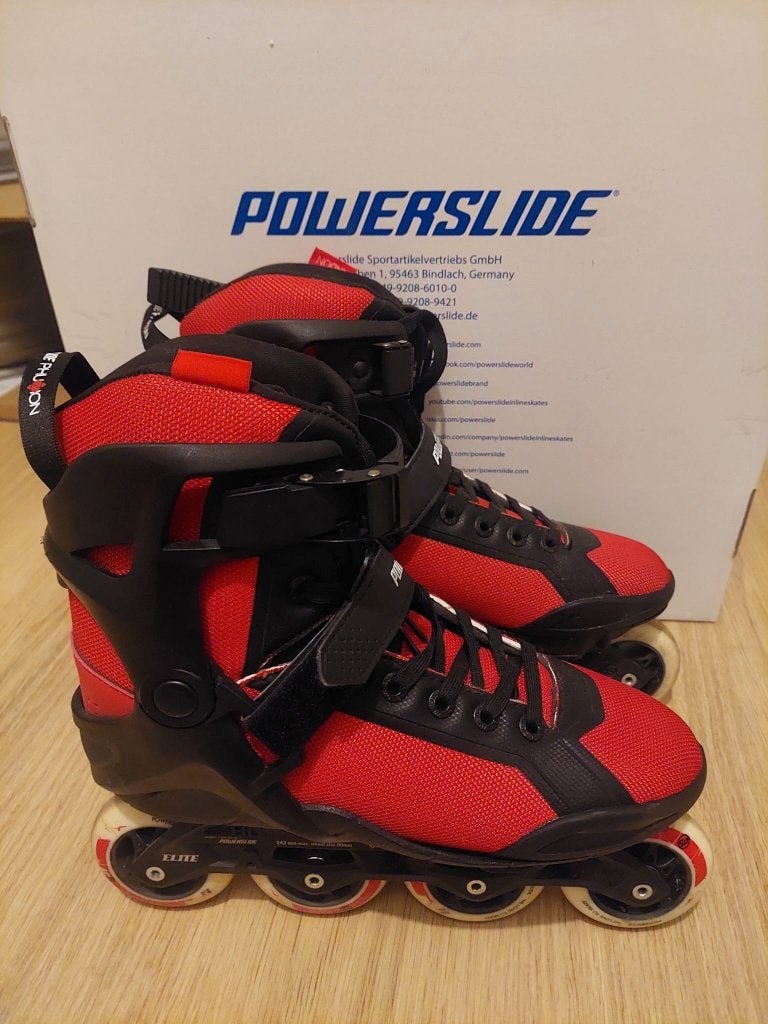 Skeelers Powerslide phuzion radon red 80 maat 43, Sport en Fitness, Skeelers, Ophalen of Verzenden, Zo goed als nieuw, Inline skates 4 wielen