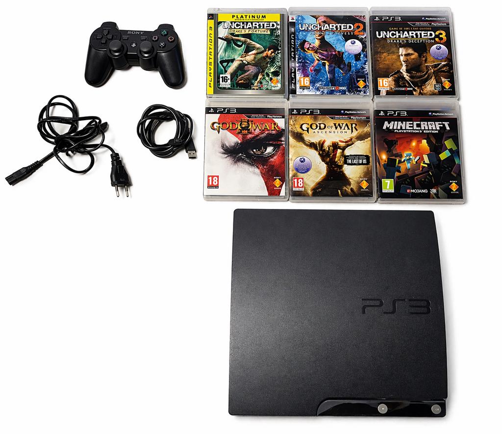 PlayStation 3 (PS3) met controller en 6 games, Avontuur en Actie, Gebruikt, Vanaf 18 jaar, 1 speler