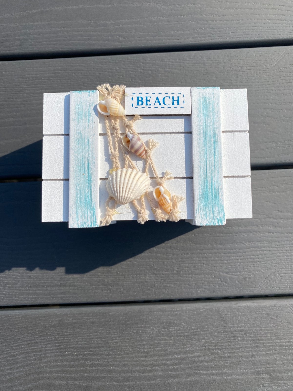 Decoratief houten opberg-/sieradendoosje – Beach stijl, Huis en Inrichting, Ophalen of Verzenden, Nieuw, Meerkleurig, Hout