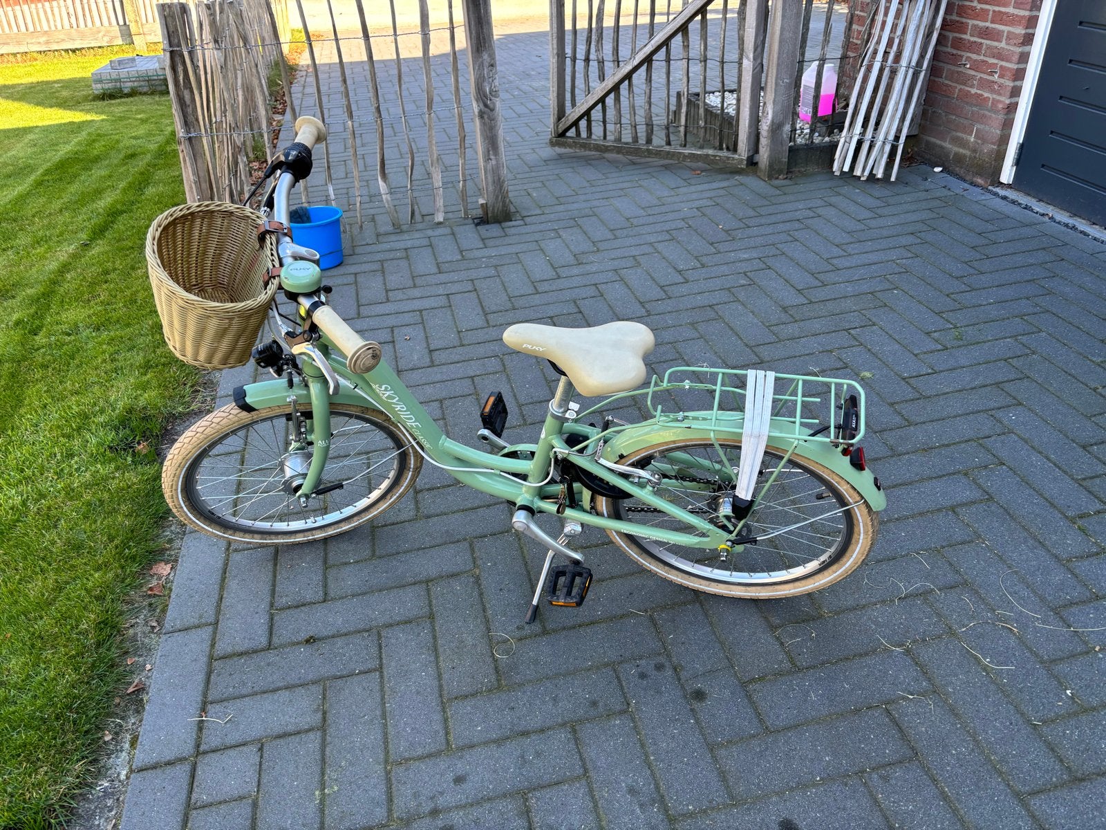 Puky sky ride groene fiets met mandje 20 inch, Gebruikt, Velgrem, Versnellingen, Minder dan 47 cm