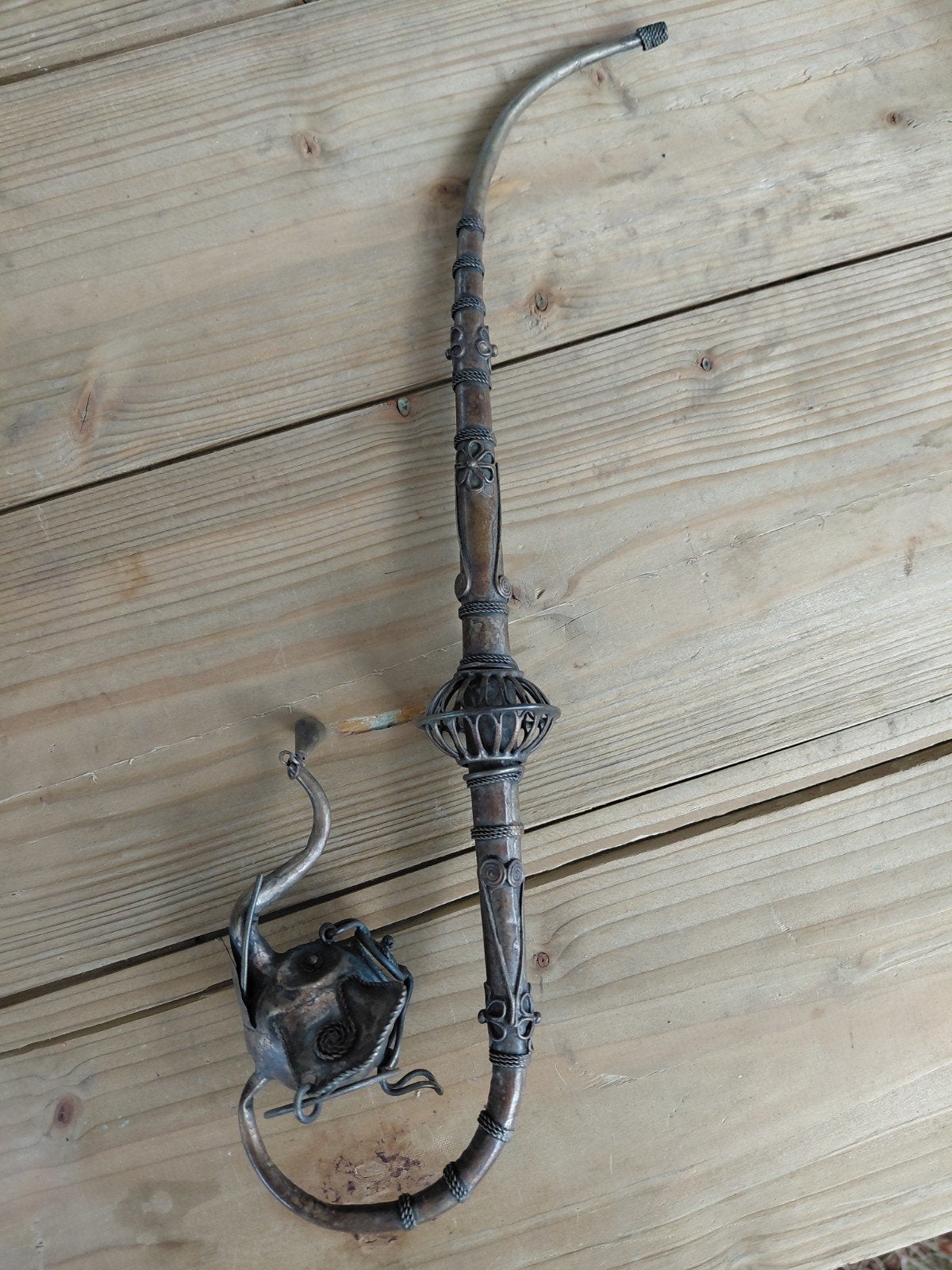 Antieke Oosterse waterpijp met olifantendetail, Ophalen of Verzenden