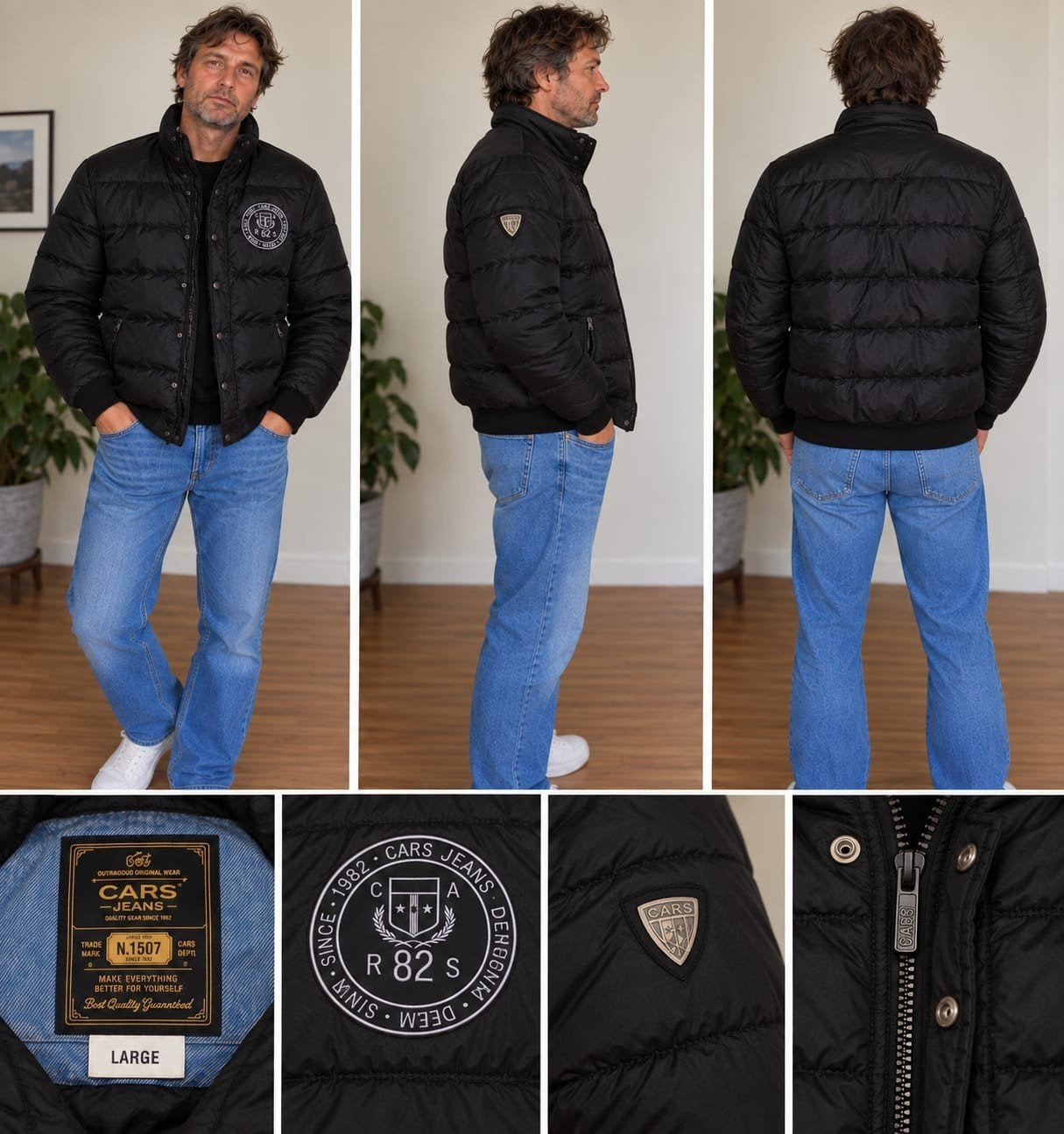 Winterjas mannen Cars Jeans Large zwart, Ophalen of Verzenden, Zo goed als nieuw, Maat 52/54 (L)