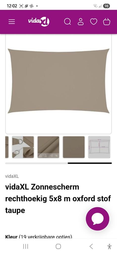 Schaduwdoek  nieuw  5x8 mtr, Tuin en Terras, Schaduwdoeken, Ophalen of Verzenden, Nieuw