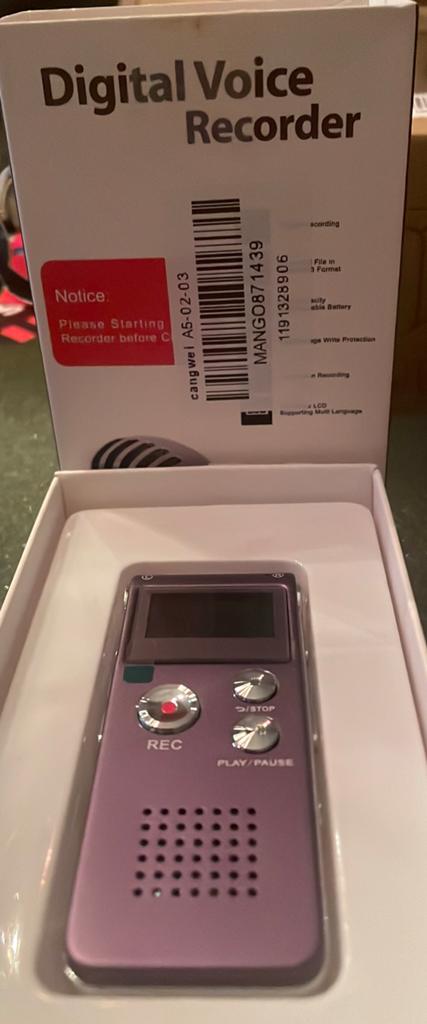 Digitale Voice Recorder - Nieuw in doos, Kleur - Paars, Ophalen of Verzenden, Nieuw, Audio