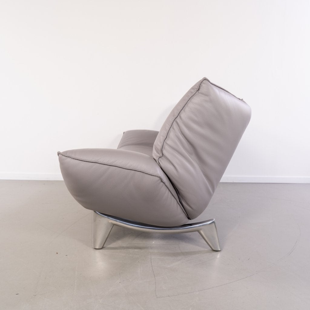 ACTIE!! 1x Leolux Tango 3-zits/223cm Bank Grijs - Gepolijst, Niet ingevuld, Niet ingevuld, Driepersoons, 75 tot 100 cm
