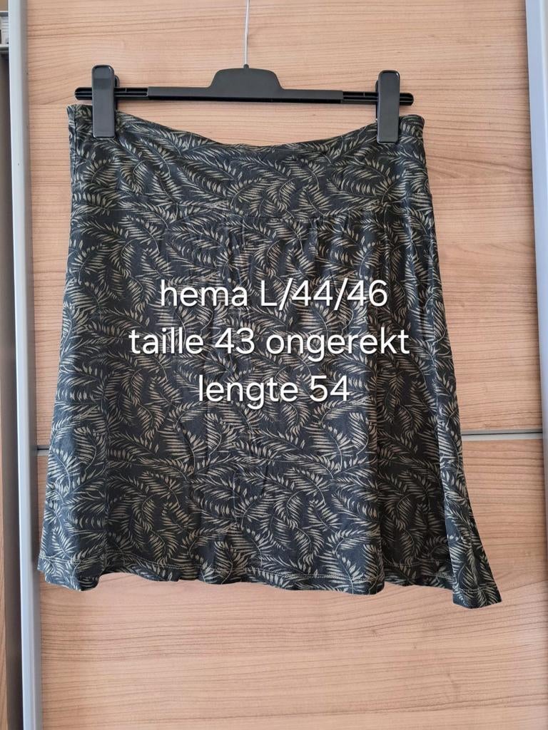 Hema rok met bladprint, maat L/44/46 groen/zwart, Maat 42/44 (L), Ophalen of Verzenden, Zo goed als nieuw, Knielengte