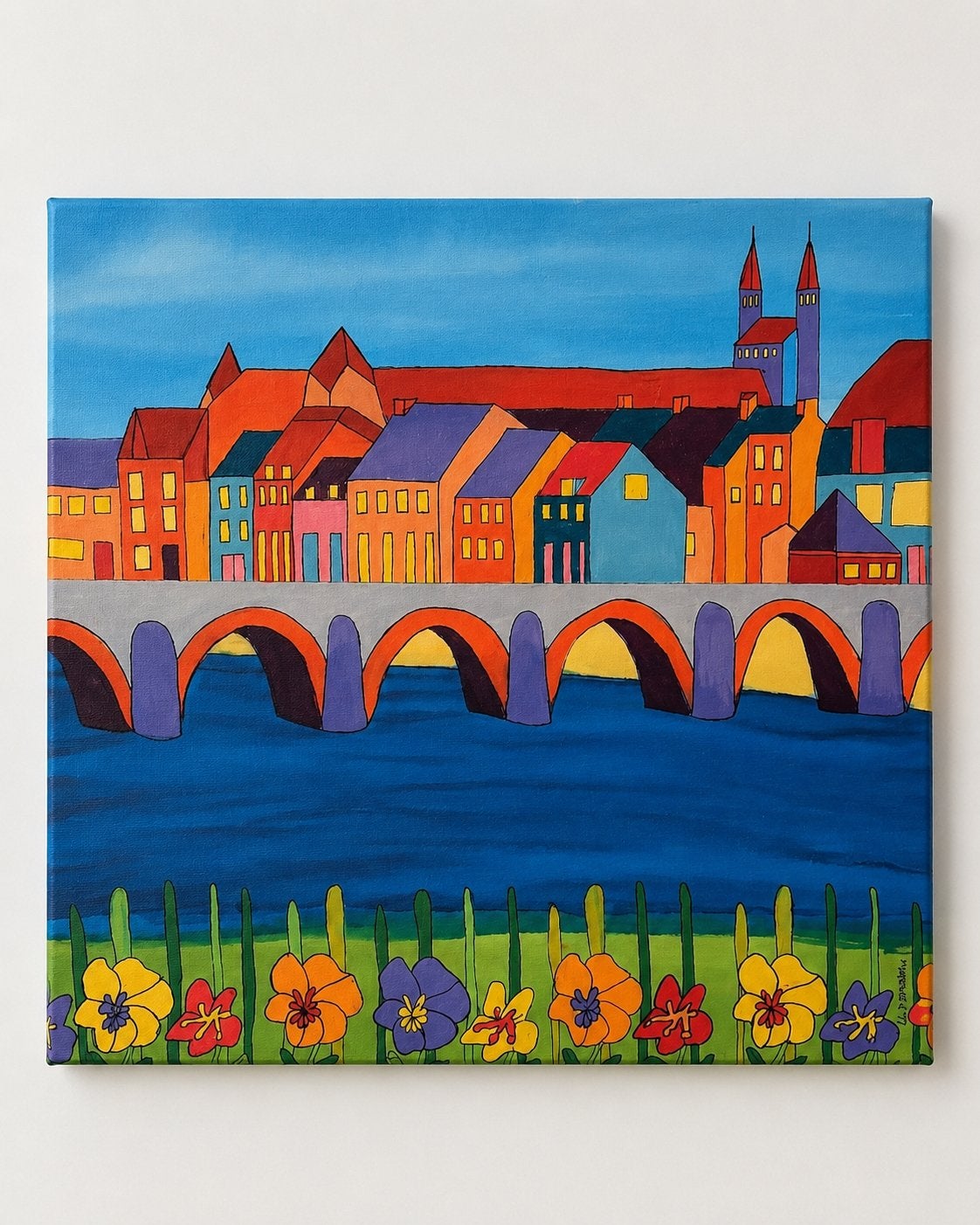 Maasveld - Sint Servaasbrug Maastricht - 2017, Ophalen, Gesigneerd, Stadsgezicht, Overige technieken