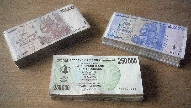 Zimbabwe 10.000, 250.000 en 10 miljoen, gebruikte biljetten., Postzegels en Munten, Bankbiljetten | Afrika, Verzenden, Zimbabwe