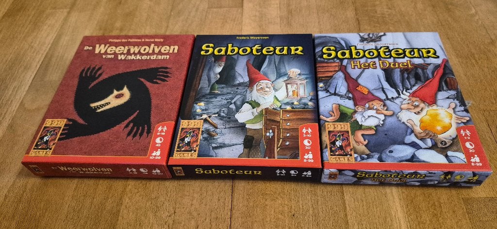 Saboteur , saboteur het duel en de weerwolven nieuw 999games, Een of twee spelers, Ophalen of Verzenden, Nieuw, 999 Games