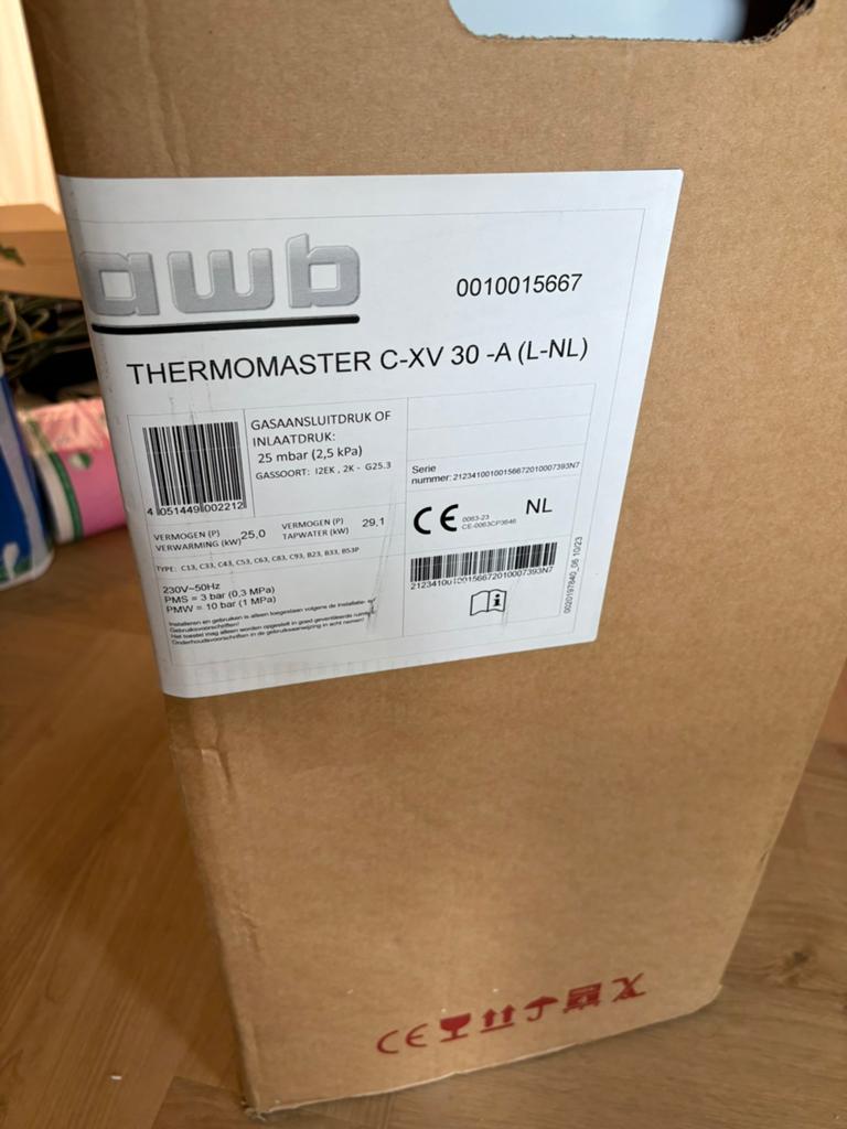 Nieuw in doos awb thermomaster c-xv 30-a, Ophalen, 30 tot 80 cm, Hoog rendement (Hr), Cv-ketel of Combi-ketel