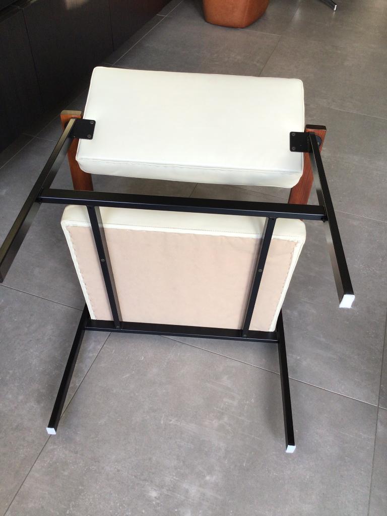 Loods 5 stoel met leren zitting en rugleuning, Huis en Inrichting, Stoelen, Ophalen, Wit, Zo goed als nieuw, Eén